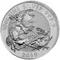 Preview: 10 Unzen Silbermünze Großbritannien 2019 „The Valiant“ mit dem Motiv von St. George zu Pferd im Kampf mit einem Drachen.