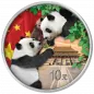 Preview: 2 x 30 Gramm Silbermünzen China 2023 - Panda SET Night & Day in Farbe inkl. Münzetui und Zertifikat | Variante 1