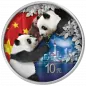 Preview: 2 x 30 Gramm Silbermünzen China 2023 - Panda SET Night & Day in Farbe inkl. Münzetui und Zertifikat | Variante 1