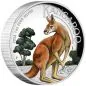 Preview: 1 Unze Silbermünze Australien 2023 - Känguru HIGH RELIEF mit Farbe veredelt in Polierte Platte