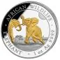 Preview: 1 Unze Silbermünze Somalia 2024 - Elefant vergoldet
