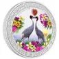 Preview: 2 Dollar | 1 Unze Silbermünze Niue 2024 in Polierte Platte | Liebe ist wertvoll mit Zirkonia | Love is Precious - Saruskraniche (Sarus Cranes)