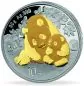 Preview: 30 Gramm Silbermünze China 2024 - Panda vergoldet
