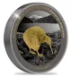 Preview: 2 Unze Silbermünze Neuseeland 2024 - Kiwi in High Relief und Black Proof vergoldet