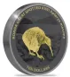 Preview: 5 Unze Silbermünze Neuseeland 2024 - Kiwi in High Relief und Black Proof vergoldet