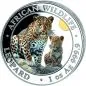 Preview: 1 Unze Silbermünze Somalia 2024 | Serie: African Wildlife - Motiv: Leopard in Farbe