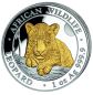 Preview: 1 Unze Silbermünze Somalia 2025 | Serie: African Wildlife - Motiv: Leopard vergoldet
