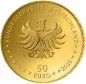 Preview: 50-Euro-Goldmünze Deutschland 2025 – Motiv „Gesundheit“, dritte Ausgabe der Serie „Deutsches Handwerk“, goldfarben, mit Symbolen aus der Medizin
