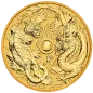 Preview: 1 Unze Goldmünze Australien 2019 – Drache & Tiger, geprägt von der Perth Mint, Vorderseite mit Porträt von Königin Elizabeth II., Rückseite mit detailreicher Darstellung von Drache und Tiger