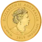 Preview: 1 Unze Goldmünze Australien 2019 – Drache & Tiger, geprägt von der Perth Mint, Vorderseite mit Porträt von Königin Elizabeth II., Rückseite mit detailreicher Darstellung von Drache und Tiger
