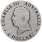 Preview: Silbermünze 2025 aus Australien mit farbigem Emu-Motiv im Antique Finish, 2 Unzen Feinsilber, Auslieferung in Etui mit Zertifikat, limitierte Auflage von 2.000 Stück.