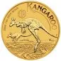 Preview: 1 Unze Goldmünze Australien 2026 Känguru (40th Anniversary), geprägt von der Perth Mint, Vorderseite mit Porträt von König Charles III., Rückseite mit detailreicher Känguru-Darstellung