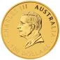 Preview: 1 Unze Goldmünze Australien 2026 Känguru (40th Anniversary), geprägt von der Perth Mint, Vorderseite mit Porträt von König Charles III., Rückseite mit detailreicher Känguru-Darstellung