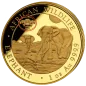 Preview: Unze Goldmünze Somalia 2026 Elefant mit Botanical Garden Privy Mark zur World Money Fair Berlin, geprägt in 999,9 Feingold, geliefert im Etui mit durchnummeriertem Zertifikat.