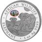 Preview: 1 Unze Silbermünze Somalia 2026 aus 999,9 Feinsilber mit African Wildlife Elefant Motiv und ANA Pittsburgh Privy Mark in 3D-Farbveredelung. Lieferung in Münzkapsel, hochwertigem Münzetui und mit nummeriertem Echtheitszertifikat.