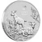 Preview: 5 Unzen Silbermünze Australien 2027 „Ziege“ der Perth Mint. Das Motiv zeigt drei Ziegen in einer Landschaft mit einem Pflaumenblütenbaum.