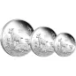 Preview: 3er Silbermünzen Set Australien 2027 „Jahr der Ziege“ der Perth Mint aus der Lunar Serie III. Das Set enthält drei Silbermünzen in den Größen 2 Unzen, 1 Unze und 1/2 Unze mit dem Motiv einer ausgewachsenen Ziege, einer jungen Ziege und eines Zickleins unt