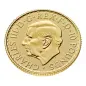 Preview: Britannische 1/10 Unze Gold Britannia des Jahres 2027. Die Motivseite zeigt Britannia mit Helm, Schild, Olivenzweig und Dreizack. Die Jubiläumsausgabe trägt das „40“ Wave Privy Mark und eine strukturierte Hintergrundgestaltung.