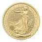 Preview: Britannische 1/4 Unze Gold Britannia des Jahres 2027. Die Motivseite zeigt Britannia mit Helm, Schild, Olivenzweig und Dreizack sowie das für 2027 vorgesehene „40“ Wave Privy Mark.