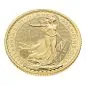 Preview: Britannische 1/4 Unze Gold Britannia des Jahres 2027. Die Motivseite zeigt Britannia mit Helm, Schild, Olivenzweig und Dreizack sowie das für 2027 vorgesehene „40“ Wave Privy Mark.