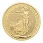 Preview: Britannische 1/2 Unze Gold Britannia des Jahres 2027. Die Motivseite zeigt Britannia mit Helm, Schild, Olivenzweig und Dreizack. Die Münze trägt das besondere „40“ Wave Privy Mark der Jubiläumsausgabe.