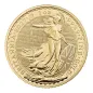 Preview: Britannische 1 Unze Gold Britannia des Jahres 2027. Die Motivseite zeigt Britannia mit Helm, Schild, Olivenzweig und Dreizack. Die Jubiläumsausgabe trägt das „40“ Wave Privy Mark und eine strukturierte Hintergrundgestaltung.