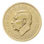 Preview: Britannische 1 Unze Gold Britannia des Jahres 2027. Die Motivseite zeigt Britannia mit Helm, Schild, Olivenzweig und Dreizack. Die Jubiläumsausgabe trägt das „40“ Wave Privy Mark und eine strukturierte Hintergrundgestaltung.