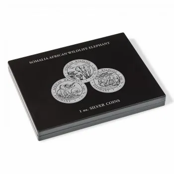 LEUCHTTURM Münzkassette für 20 Somalia Elefant Silbermünzen in Kapseln