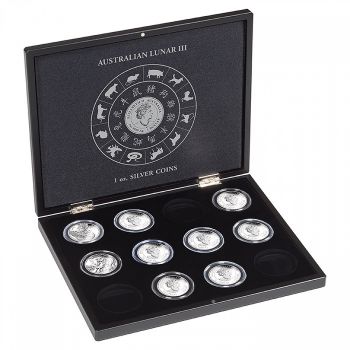 LEUCHTTURM Münzkassette für 12 x 1 Unze Australien Lunar Serie 3 (Perth Mint) Silbermünzen in Kapseln