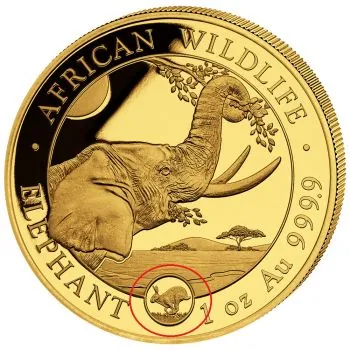 1 Unze Goldmünze Somalia 2023 - Elefant | Privy Mark: Lunar - HASE