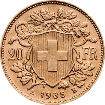 Schweiz 20 CHF Vreneli Goldmünze