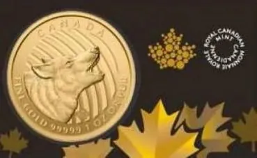 1 Unze 99999 Goldmünze Kanada 2014 - Call of the Wild Serie - Howling Wolf im Blister | 1. Ausgabe