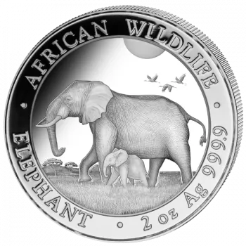 Unser Ankaufspreis für 2 Unze Silbermünze Somalia - Elefant