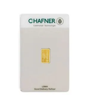 0,5 Gramm Goldbarren von Valcambi und C. HAFNER im transparenten Blister mit zugehörigem Zertifikat und individueller Seriennummer.