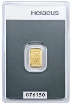 Unser Ankaufspreis für 1 Gramm Goldbarren Heraeus, Umicore, Valcambi und C. HAFNER in Blister mit Seriennummer