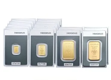 Heraeus 14 x Goldbarren im Investmentpaket mit insgesamt 132,21 Gramm Gold