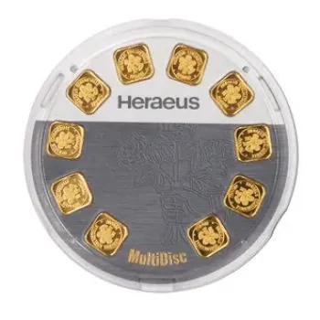 10 x 1 Gramm MultiDisc Goldbarren Heraeus