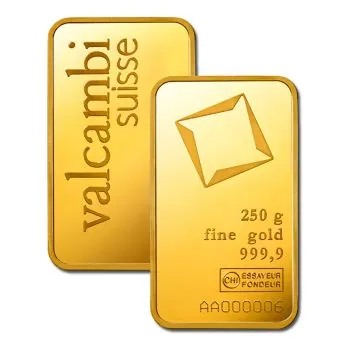 250 Gramm Goldbarren Valcambi mit Seriennummer