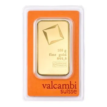 100 Gramm Goldbarren Valcambi in Blister mit Seriennummer