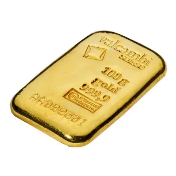 100 Gramm Goldbarren Valcambi in Blister mit Seriennummer