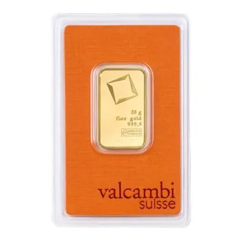 20 Gramm Goldbarren Valcambi in Blister mit Seriennummer