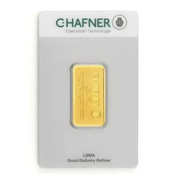 Unser Ankaufspreis für 1/2 Unze Goldbarren C. HAFNER mit Zertifikat in Blister mit Seriennummer