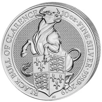 10 Unze Silbermünze Großbritannien 2019 - The Queen's Beasts | Black Bull of Clearance