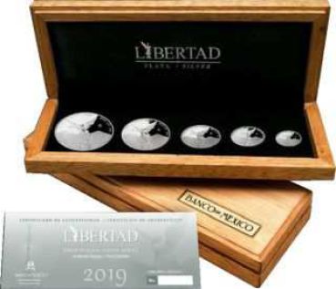 Mexiko 1,9 Unzen Silbermünzen SET 2021 in Polierte Platte - Libertad | Siegesgöttin | | 5er Münz Set