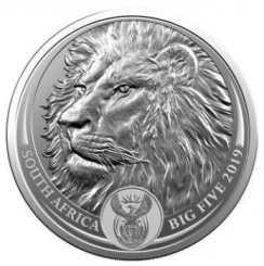 5 Rand | 1 Unze Silbermünze Südafrika 2019 | Serie: Big Five - Motiv: Löwe | 2. Ausgabe von 5