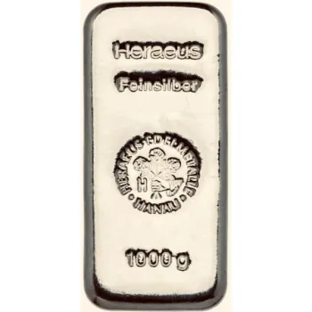 1000 Gramm / 1 Kilo Silberbarren – gegossen mit Patina, lose, LBMA-zertifiziert *