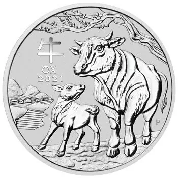 1 Kilo Silbermünze Australien 2021 - Lunar Serie 3 - Motiv: OCHSE *