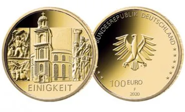 100 Euro Gold Gedenkmünze 2020 | Motiv: Säulen der Demokratie - Einigkeit