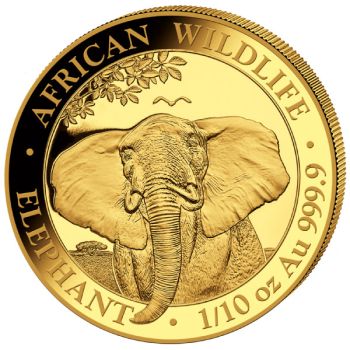 1/10 Unze Goldmünze Somalia 2021 - Elefant