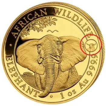 1 Unze Goldmünze Somalia 2021 - Elefant | Privy Mark: Lunar - OCHSE / OX